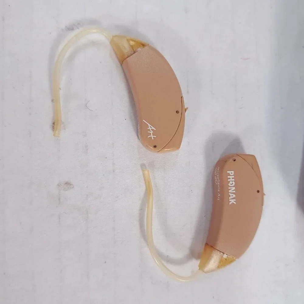 Phonak‎ Art Microsavia 100 DSZ Hearing Aids left right beige with case FOR PARTS